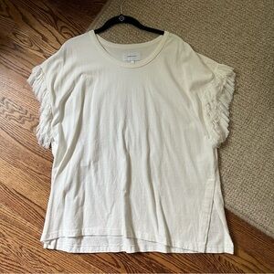 Current Elliott White Ruffle Sleeve Tee Sz. 3